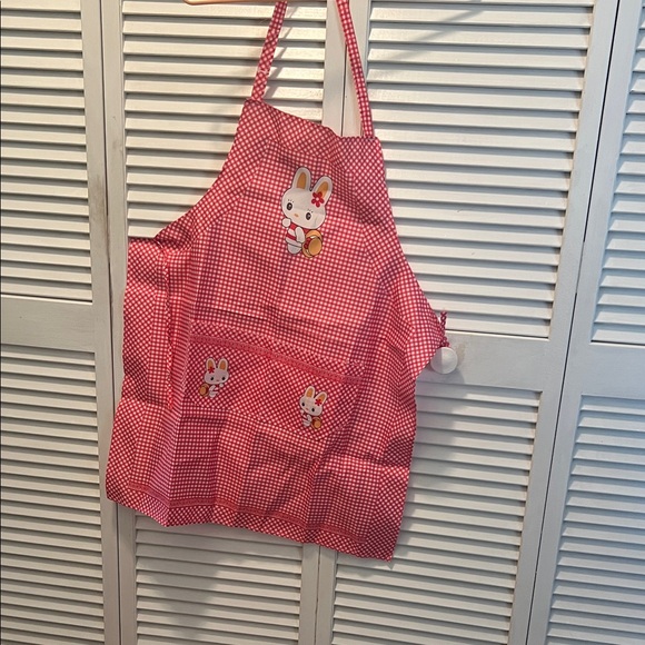 little bunny apron Other - #1108** Unisex Red Gingham Apron with Bunny Design